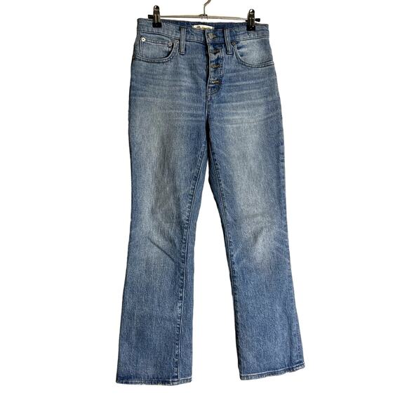 Madewell Jeans Women 24 Blue Denim Cali Demi Boot Exposed button fly Pants - Picture 1 of 14